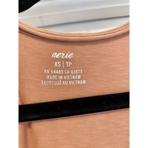 Aerie Ruched Romper Tie Shoulder Knit Jersey Women’s Size XS Boho Festival Rust - Picture 7 of 12